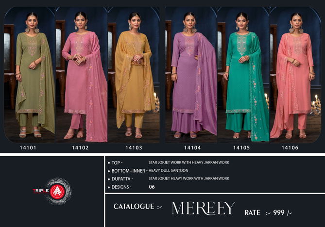 Mereey By Triple Aaa Designer Georgette Dress Material Wholesale Shop In Surat
